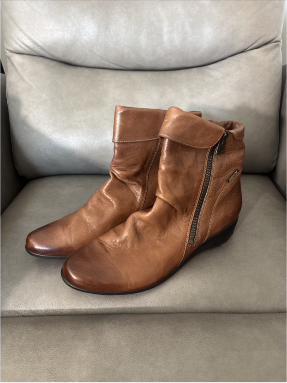 MEPHISTO Air Jet Genuine Leather Authentic Seddy Boots Women’s US 10 Chestnut